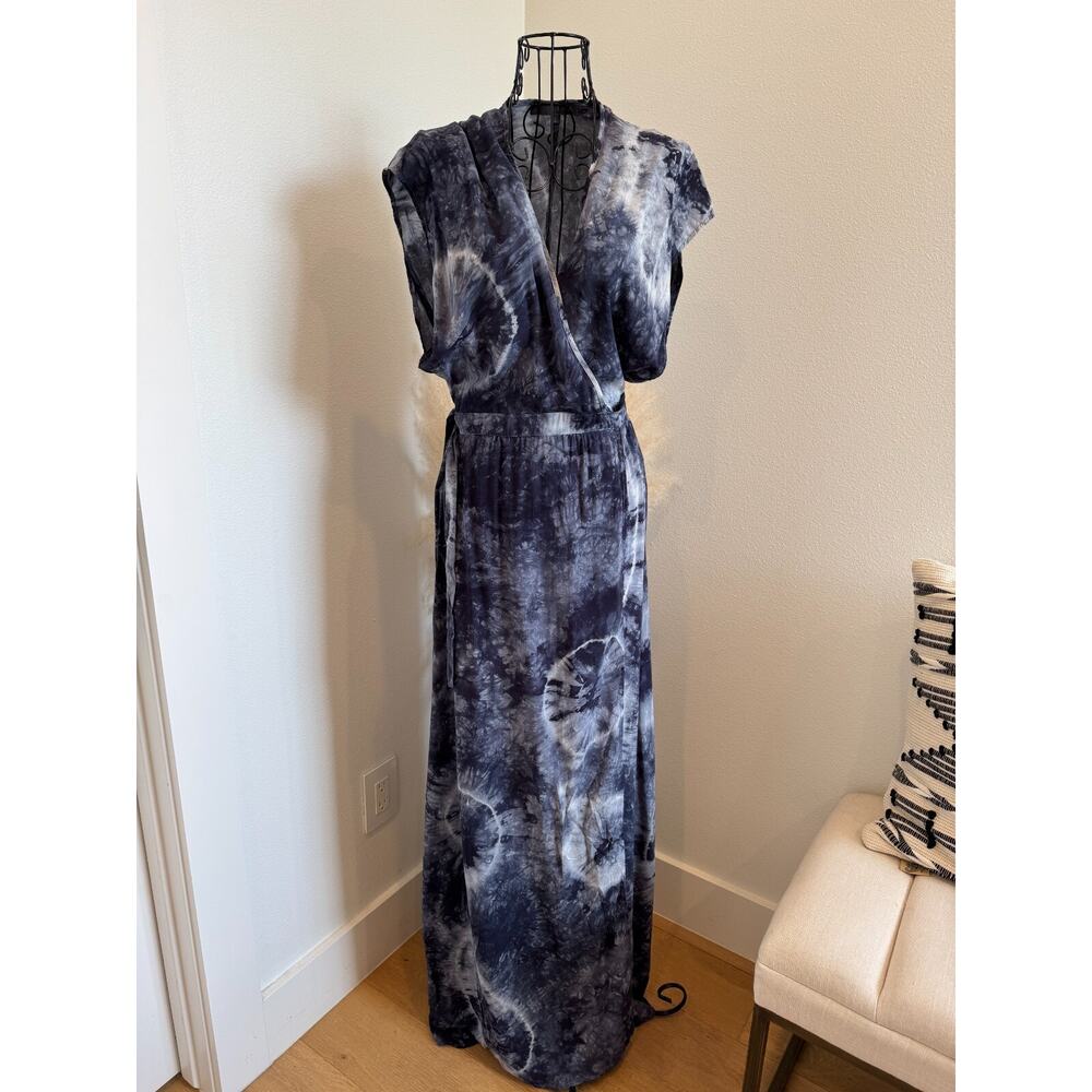 TYSA Women's Blue Gray Tie-Dye Sleeveless Maxi Dress Size 1(S) – Boho Wrap Style